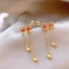 Women's Handmade Geometric Long Chain Earrings With Imitation Pearls And Zircon Fashion Banquet Jewelry
