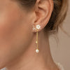 Women's Handmade Geometric Long Chain Earrings With Imitation Pearls And Zircon Fashion Banquet Jewelry