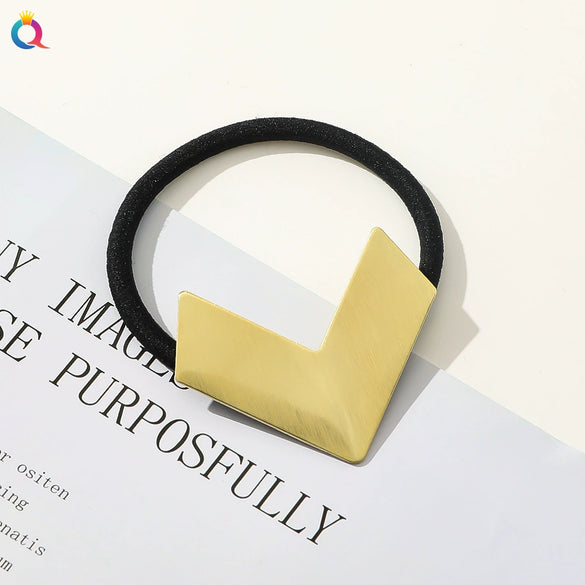 Women's Handmade Geometric Metal Cut Out Towel Hair Accessories Hair Ring Hair Tie