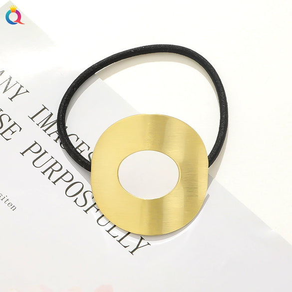 Women's Handmade Geometric Metal Cut Out Towel Hair Accessories Hair Ring Hair Tie