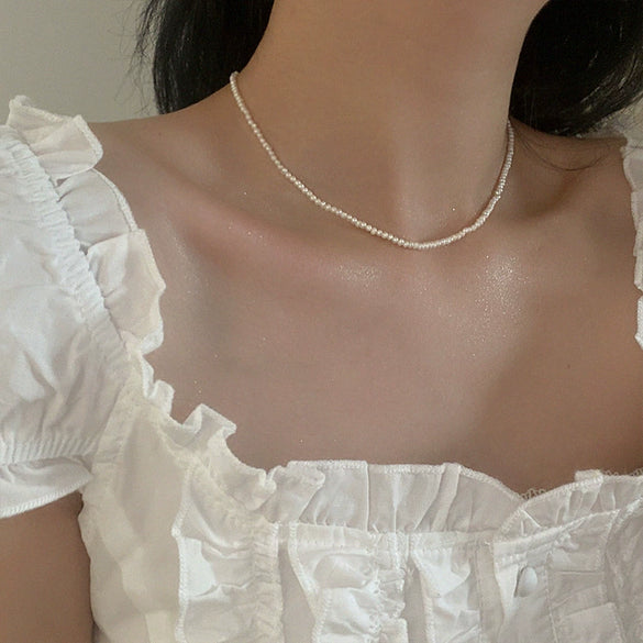 Women's Handmade Geometric Metal Freshwater Pearl Necklace