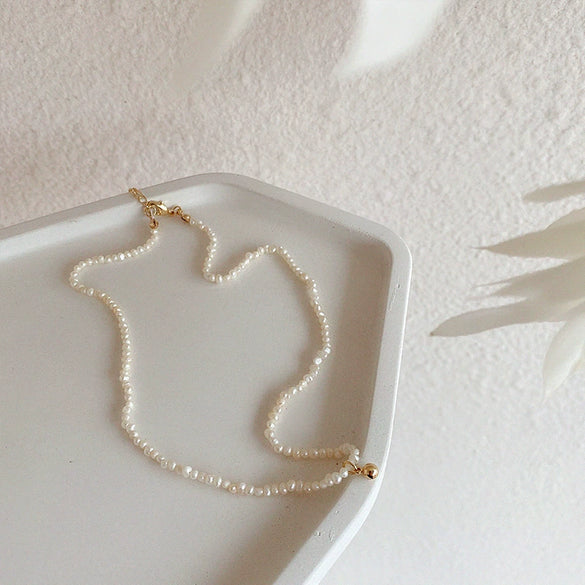 Women's Handmade Geometric Metal Freshwater Pearl Necklace