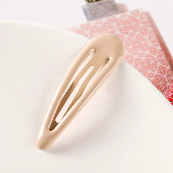 Women's Handmade Geometric Metal Water Drop Hair Clips Cute Candy Color Side Bangs Hair Accessories