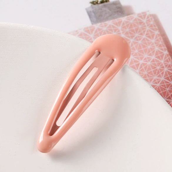 Women's Handmade Geometric Metal Water Drop Hair Clips Cute Candy Color Side Bangs Hair Accessories