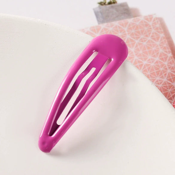 Women's Handmade Geometric Metal Water Drop Hair Clips Cute Candy Color Side Bangs Hair Accessories