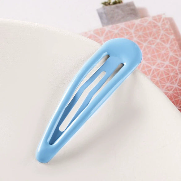 Women's Handmade Geometric Metal Water Drop Hair Clips Cute Candy Color Side Bangs Hair Accessories