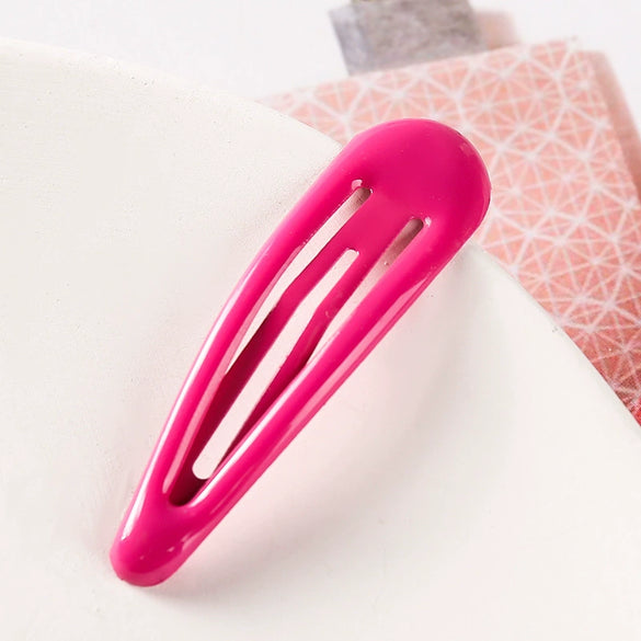Women's Handmade Geometric Metal Water Drop Hair Clips Cute Candy Color Side Bangs Hair Accessories