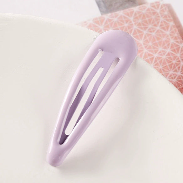 Women's Handmade Geometric Metal Water Drop Hair Clips Cute Candy Color Side Bangs Hair Accessories