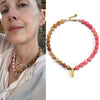 Women's Handmade Geometric Natural Stone Beaded Titanium Steel Necklace Maillard Style Regular Chain Mixed Gemstone Inlay
