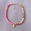 Women's Handmade Geometric Natural Stone Beaded Titanium Steel Necklace Maillard Style Regular Chain Mixed Gemstone Inlay