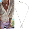 Women's Handmade Geometric Natural Stone Beaded Titanium Steel Necklace Maillard Style Regular Chain Mixed Gemstone Inlay