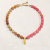 Women's Handmade Geometric Natural Stone Beaded Titanium Steel Necklace Maillard Style Regular Chain Mixed Gemstone Inlay