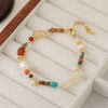 Women's Handmade Geometric Natural Stone Bracelet With Czech Beads Freshwater Pearls Red Agate And Copper