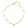 Women's Handmade Geometric Natural Stone Stainless Steel Copper Beaded Necklace