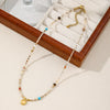 Women's Handmade Geometric Natural Stone Stainless Steel Copper Beaded Necklace