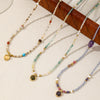 Women's Handmade Geometric Natural Stone Stainless Steel Copper Beaded Necklace