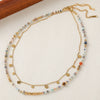 Women's Handmade Geometric Picture Stone And Copper Beaded Clavicle Necklace