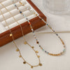 Women's Handmade Geometric Picture Stone And Copper Beaded Clavicle Necklace