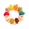 Women's Handmade Geometric Resin Beaded Necklace And Elastic Bracelet With Colorful Tie Dye Pattern And Matte Spacer Beads