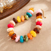 Women's Handmade Geometric Resin Beaded Necklace And Elastic Bracelet With Colorful Tie Dye Pattern And Matte Spacer Beads
