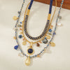 Women's Handmade Geometric Style Necklace With Lapis Lazuli Freshwater Pearl And Other Materials