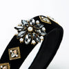 Women's Handmade Gold Velvet Wide Brim Headband With Sparkling Flower Detail Princess Style Fashion Hair Accessory