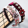 Women's Handmade Gold Velvet Wide Brim Headband With Sparkling Flower Detail Princess Style Fashion Hair Accessory