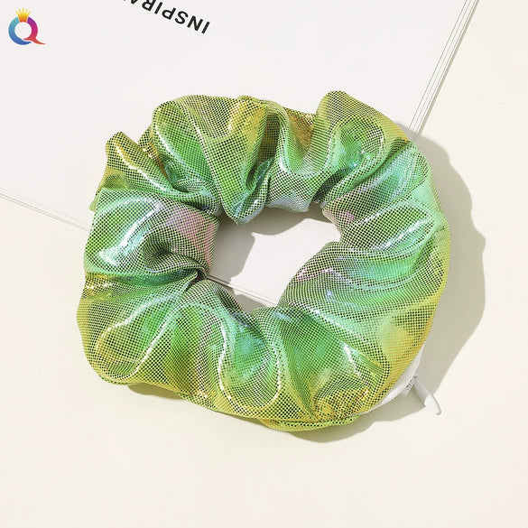 Women's Handmade Gradient Fabric Scrunchie Hair Tie With Zipper Detail Fashion Ponytail Hair Accessory Wholesale