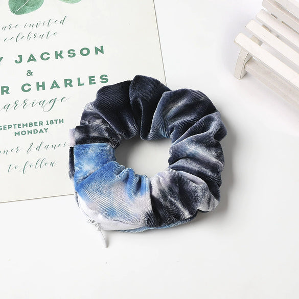 Women's Handmade Gradient Fabric Scrunchie Hair Tie With Zipper Detail Fashion Ponytail Hair Accessory Wholesale