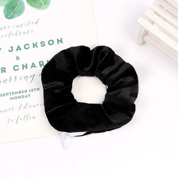 Women's Handmade Gradient Fabric Scrunchie Hair Tie With Zipper Detail Fashion Ponytail Hair Accessory Wholesale