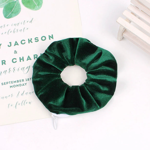 Women's Handmade Gradient Fabric Scrunchie Hair Tie With Zipper Detail Fashion Ponytail Hair Accessory Wholesale