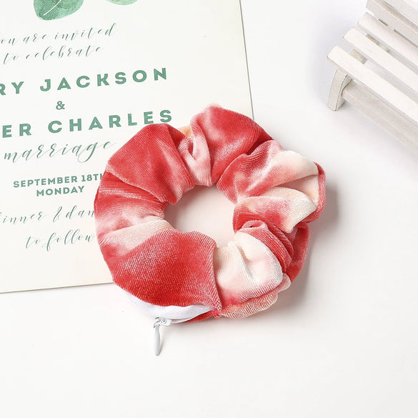 Women's Handmade Gradient Fabric Scrunchie Hair Tie With Zipper Detail Fashion Ponytail Hair Accessory Wholesale