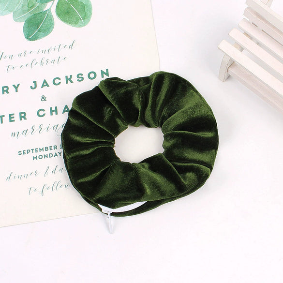 Women's Handmade Gradient Fabric Scrunchie Hair Tie With Zipper Detail Fashion Ponytail Hair Accessory Wholesale