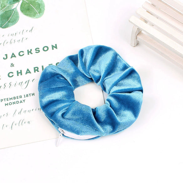 Women's Handmade Gradient Fabric Scrunchie Hair Tie With Zipper Detail Fashion Ponytail Hair Accessory Wholesale