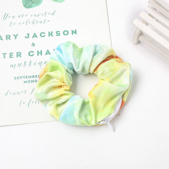 Women's Handmade Gradient Fabric Scrunchie Hair Tie With Zipper Detail Fashion Ponytail Hair Accessory Wholesale