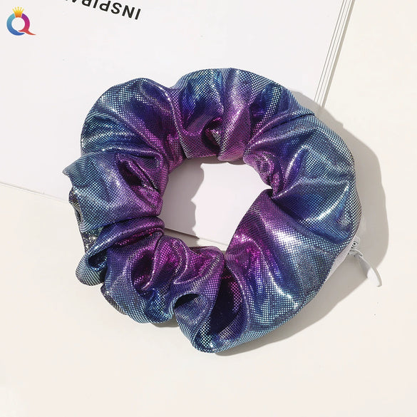 Women's Handmade Gradient Fabric Scrunchie Hair Tie With Zipper Detail Fashion Ponytail Hair Accessory Wholesale