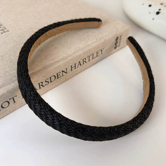 Women's Handmade Grass Hairband Geometric Retro Allmatch Holiday Style Solid Color