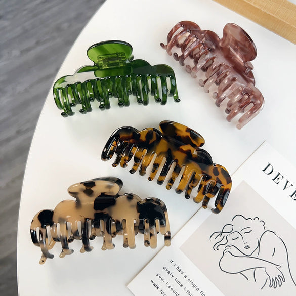 Women's Handmade High Sense Geometric Acetic Acid Hairpin Doublerow Teeth Grab Clip