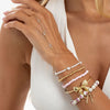 Women's Handmade Imitation Pearl Beaded Bracelet With Geometric Floral Bow Design Sweet And Cool Style
