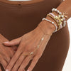 Women's Handmade Imitation Pearl Beaded Bracelet With Geometric Floral Bow Design Sweet And Cool Style