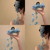 Women's Handmade Imitation Pearl Flower Tassel Shark Clip Hair Accessories