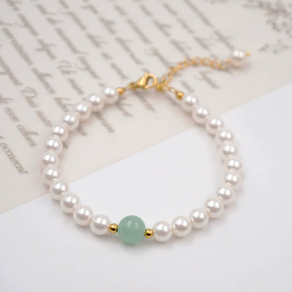 Women's Handmade Imitation Pearl Round Bracelet With Geometric And Small Fresh Style