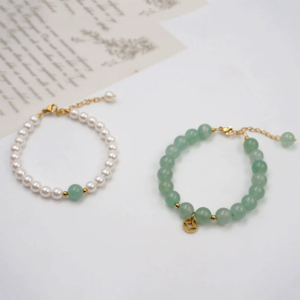 Women's Handmade Imitation Pearl Round Bracelet With Geometric And Small Fresh Style
