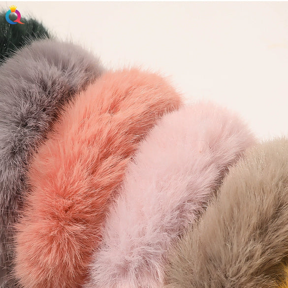 Women's Handmade Imitation Rabbit Fur Scrunchie Soft Furry Cloth Hair Ring Accessory
