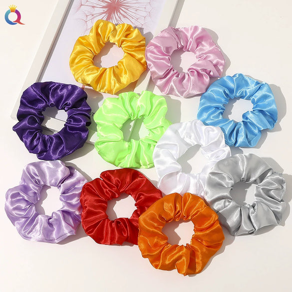Women's Handmade Led Satin Scrunchie Hair Tie With Shiny Luminous Fabric Hair Accessory