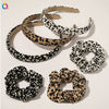 Women's Handmade Leopard Print Knitted Scrunchie Hair Tie Cloth Hair Accessory Wholesale