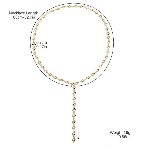 Women's Handmade Long Necklace Artificial Crystal Pearl Chain Drop Shape Geometric Electroplating