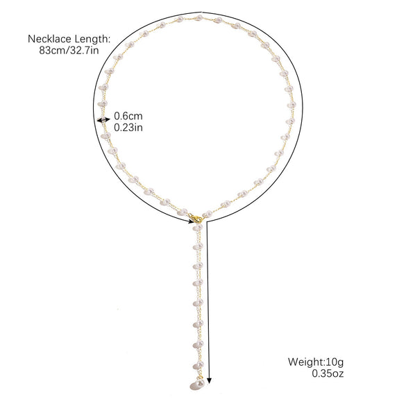 Women's Handmade Long Necklace Artificial Crystal Pearl Chain Drop Shape Geometric Electroplating