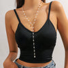 Women's Handmade Long Necklace Artificial Crystal Pearl Chain Drop Shape Geometric Electroplating