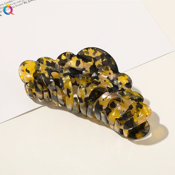 Women's Handmade Marble Acrylic Shark Claw Hair Clip Ponytail Holder Hair Accessory For Everyday Styling